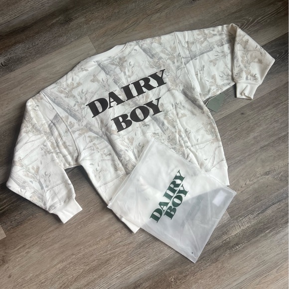 Dairy Boy Tops - NWT Dairy Boy Woodland Camo brown puff logo crewneck